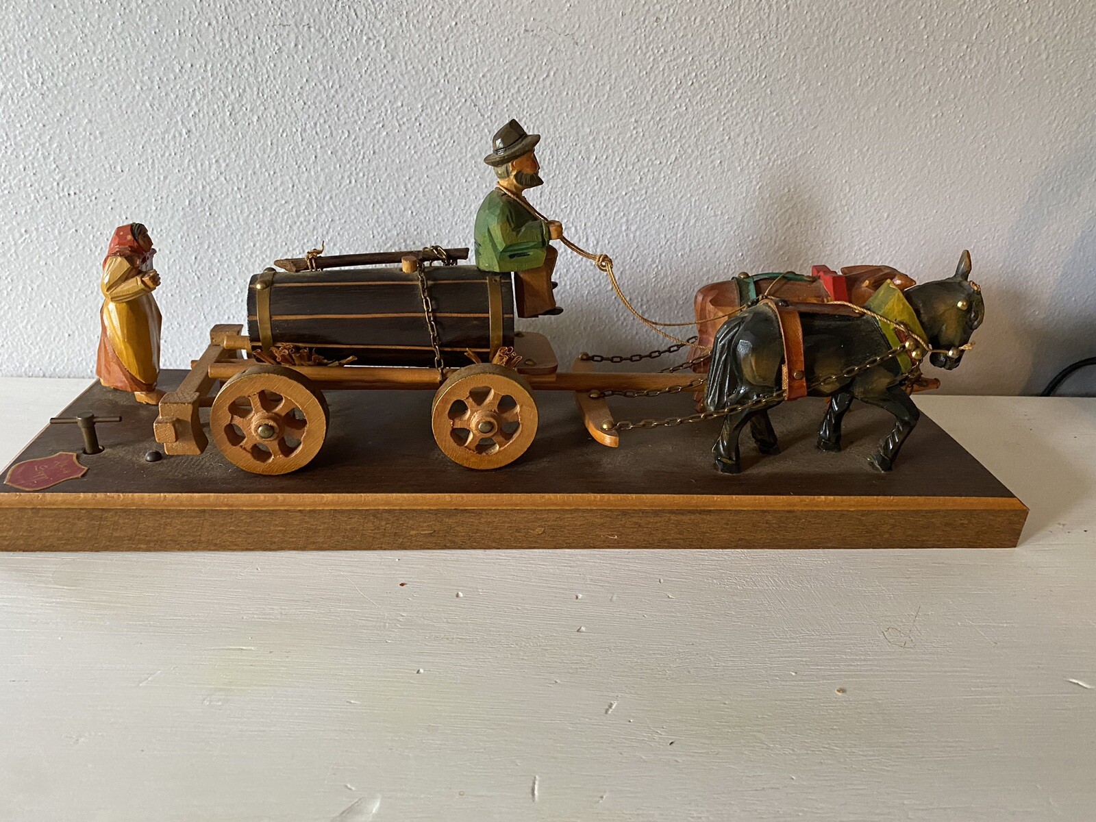 Rare Vtg - Rhon Sepp Hand Carved Musical Carriage/ Germany/ Tested Works 13”
