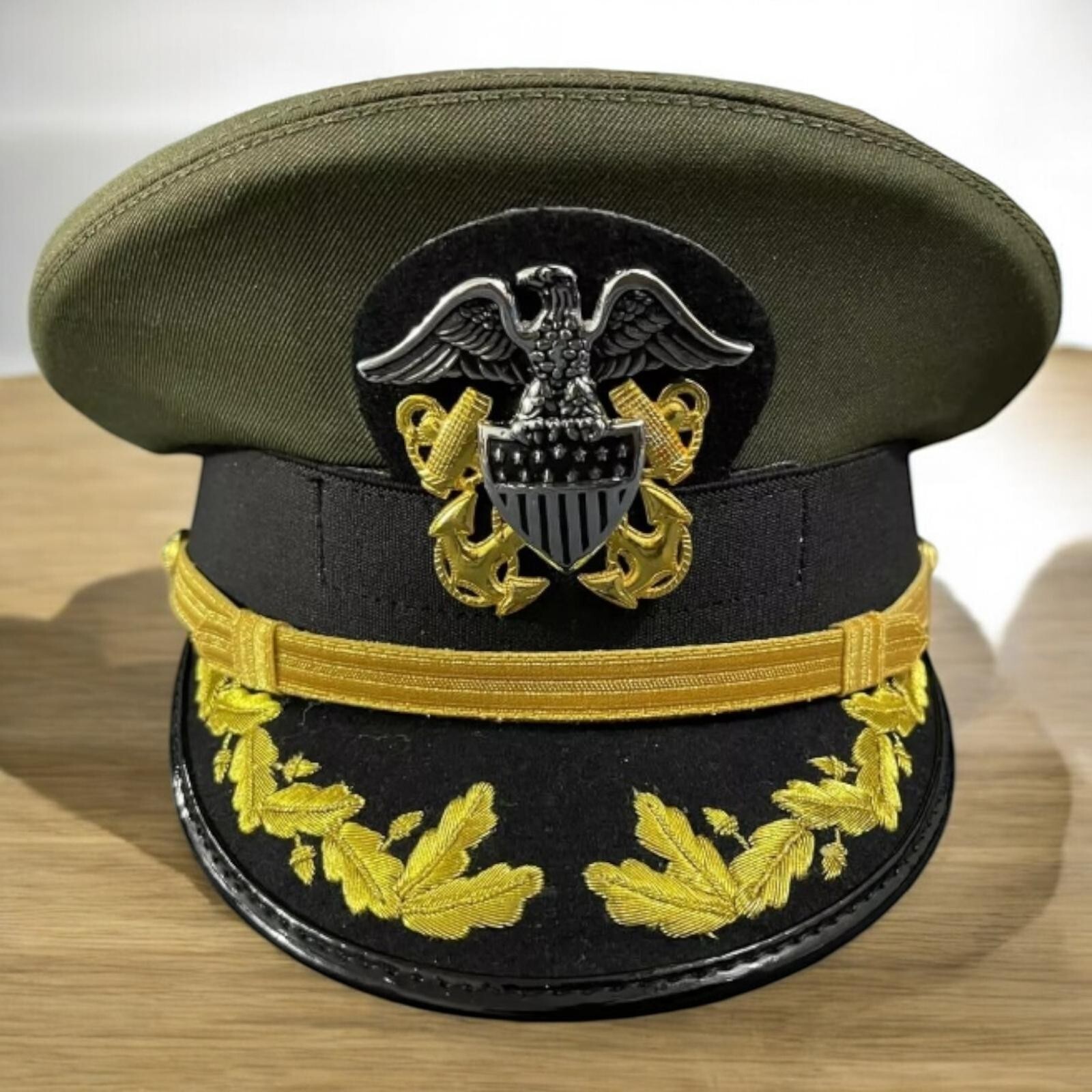 WWII WW2 US Navy Senior Men's Officer Visor Embroidered Hat Caps Reproduction