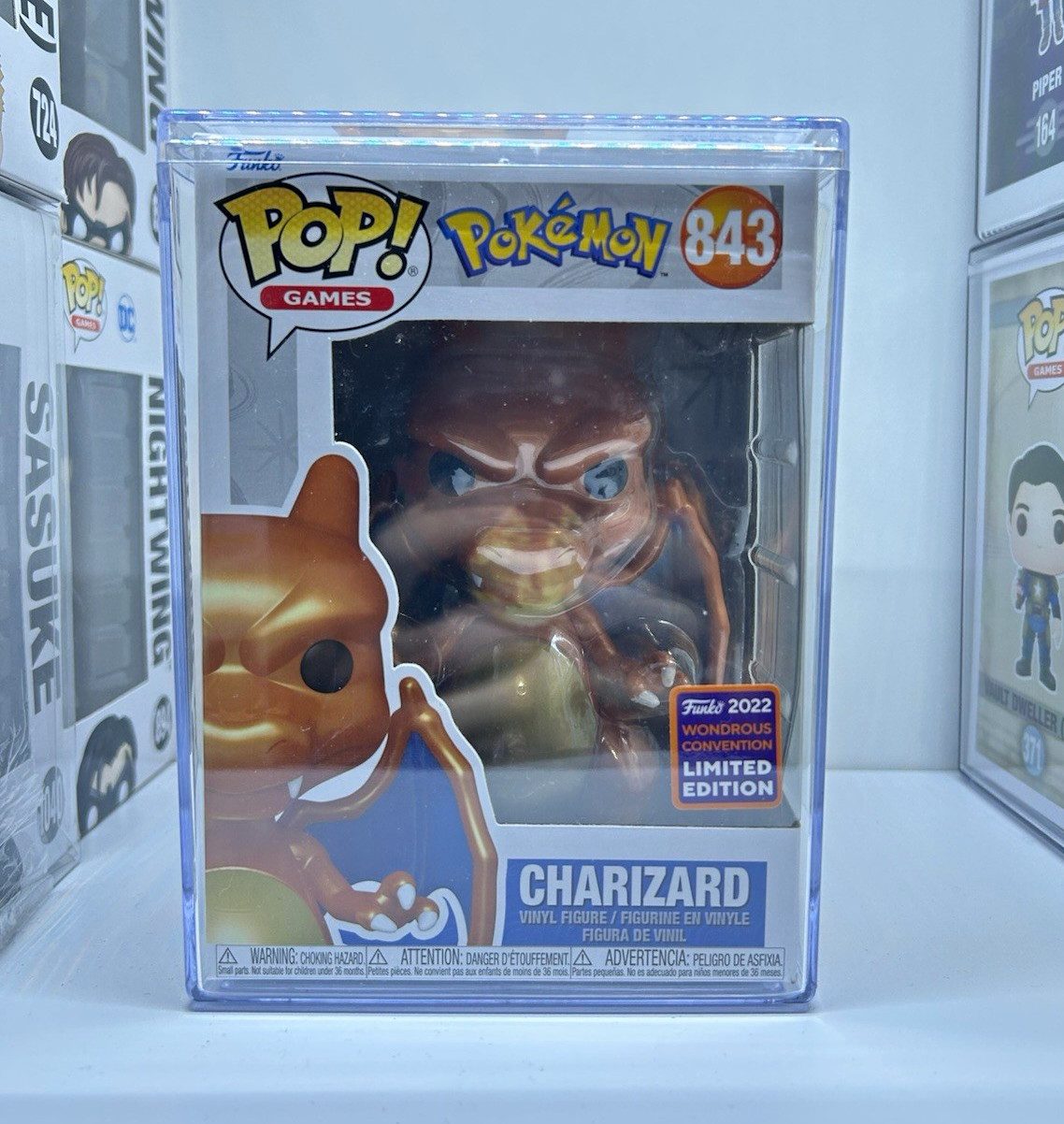 2022 Wondrous Convention Unreleased Metallic Charizard #843/#455 w Pop Protector