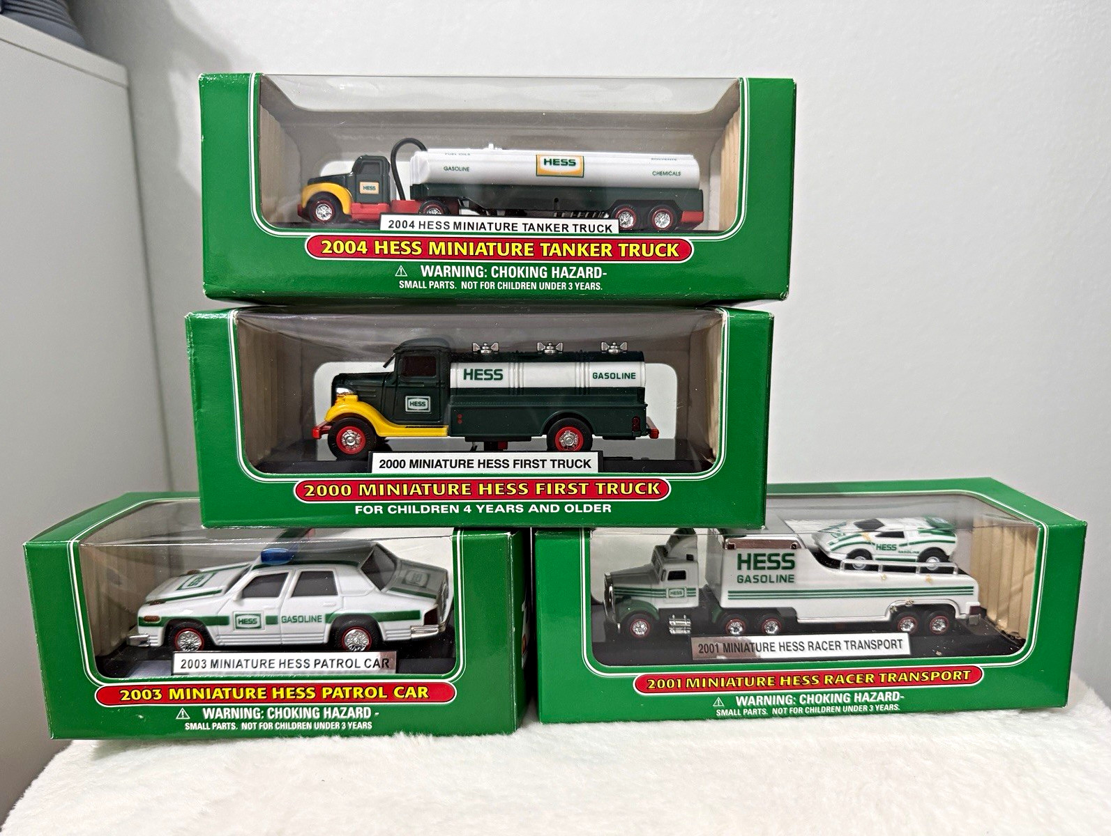 Hess Miniature Toy Vehicle Lot of 4 w/ Boxes 2000 2001 2003 2004 Gas & Oil