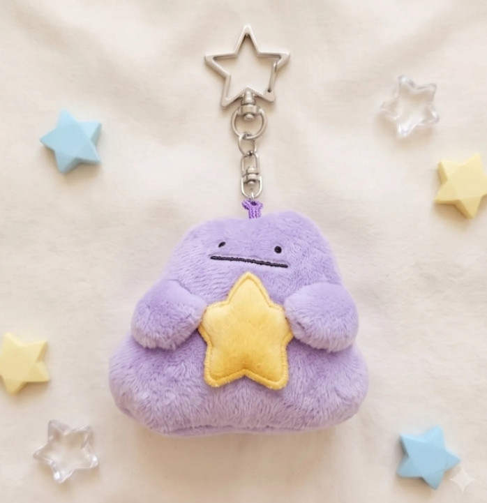 Pokemon Official Plush Doll Star Ditto 8cm Key chain Bag charm Soft