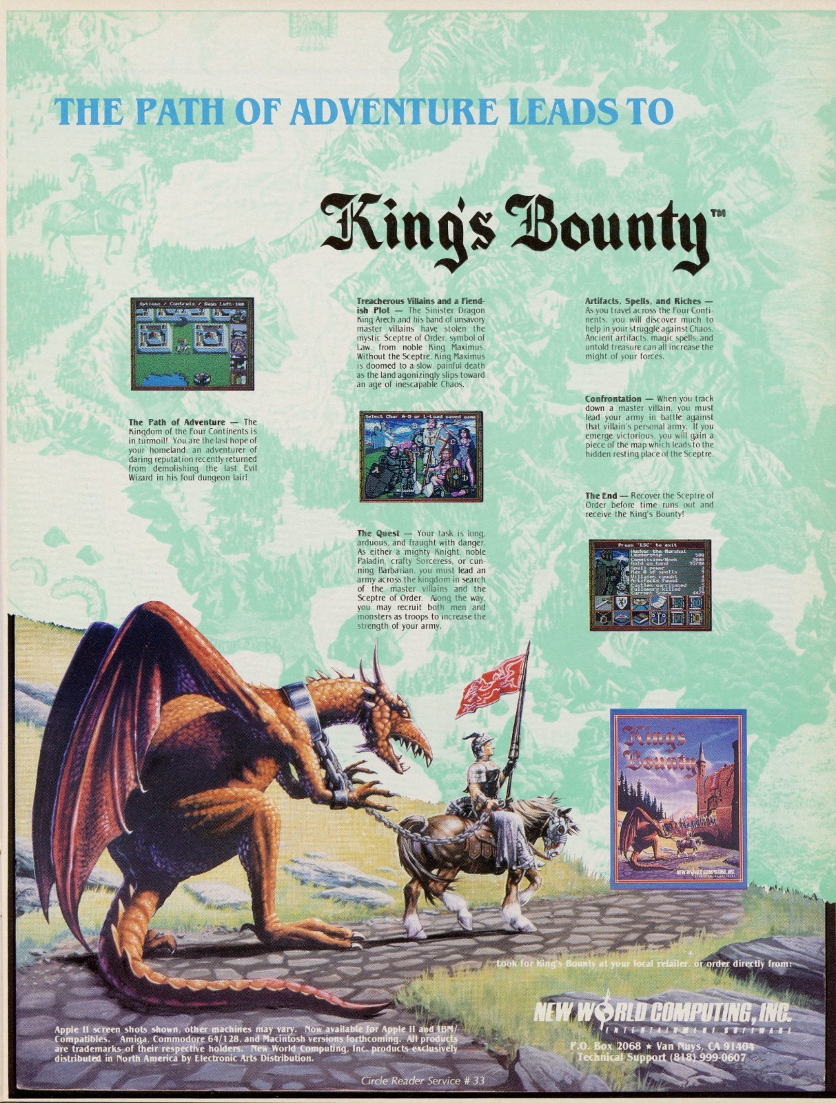 King's Bounty 1990 Apple II PC Promo Game Ad Wall Art Print Poster - Glossy