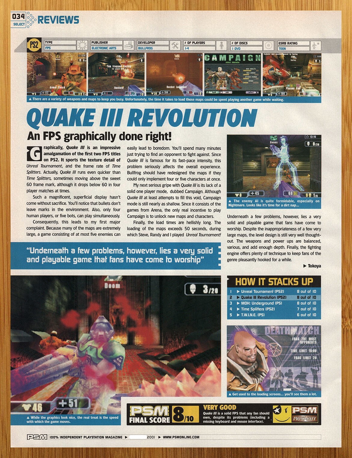 2001 Quake III 3 Revolution PS2 REVIEW Print Ad/Poster Authentic Video Game Art