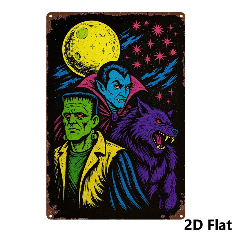 Gothic Vampire Werewolf Monster Garage Tin Metal Signs Home Décor 8x12