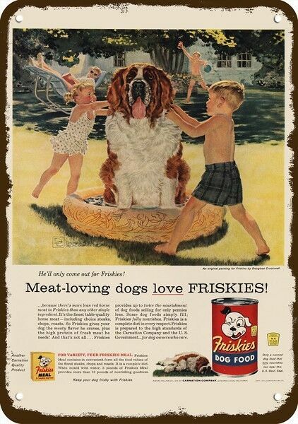 1956 St. Bernard Friskies & Dog Food Vintage-Look DECORATIVE REPLICA METAL SIGN