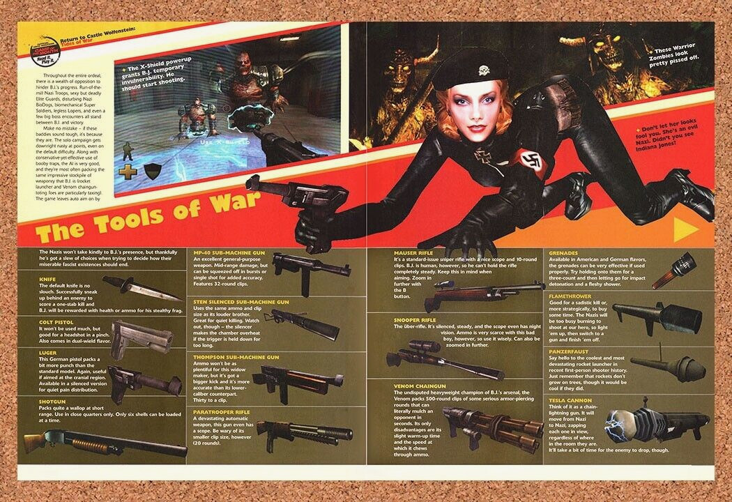 Return To Castle Wolfenstein Xbox Original 2002 Ad - Video Game Review Promo