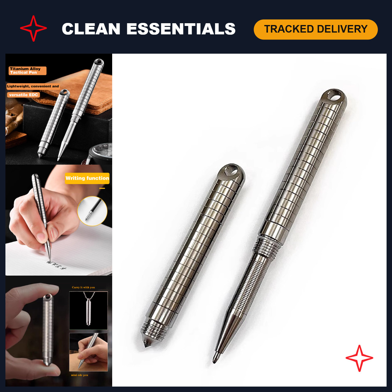 Mini Tactical Multi-Tool Pen - EDC Ballpoint, Replaceable Black Ink for Work & G