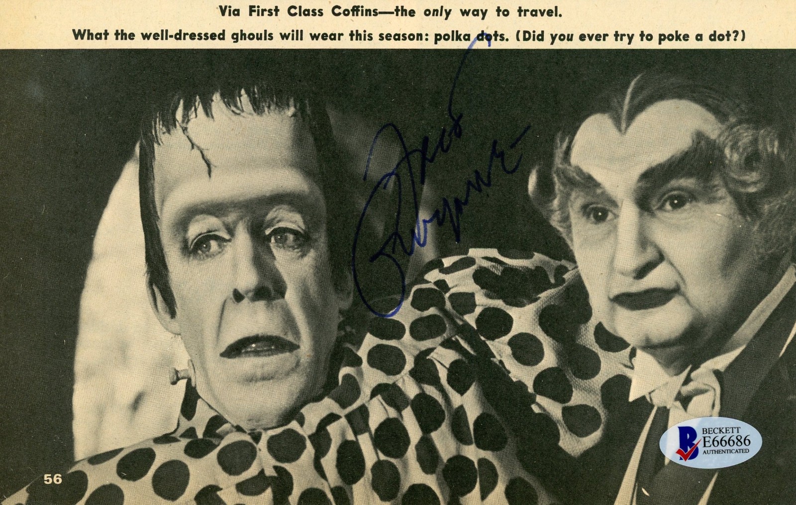 Fred Gwynne ~ Signed Autographed The Munsters Magazine Page Photo ~ Beckett BAS