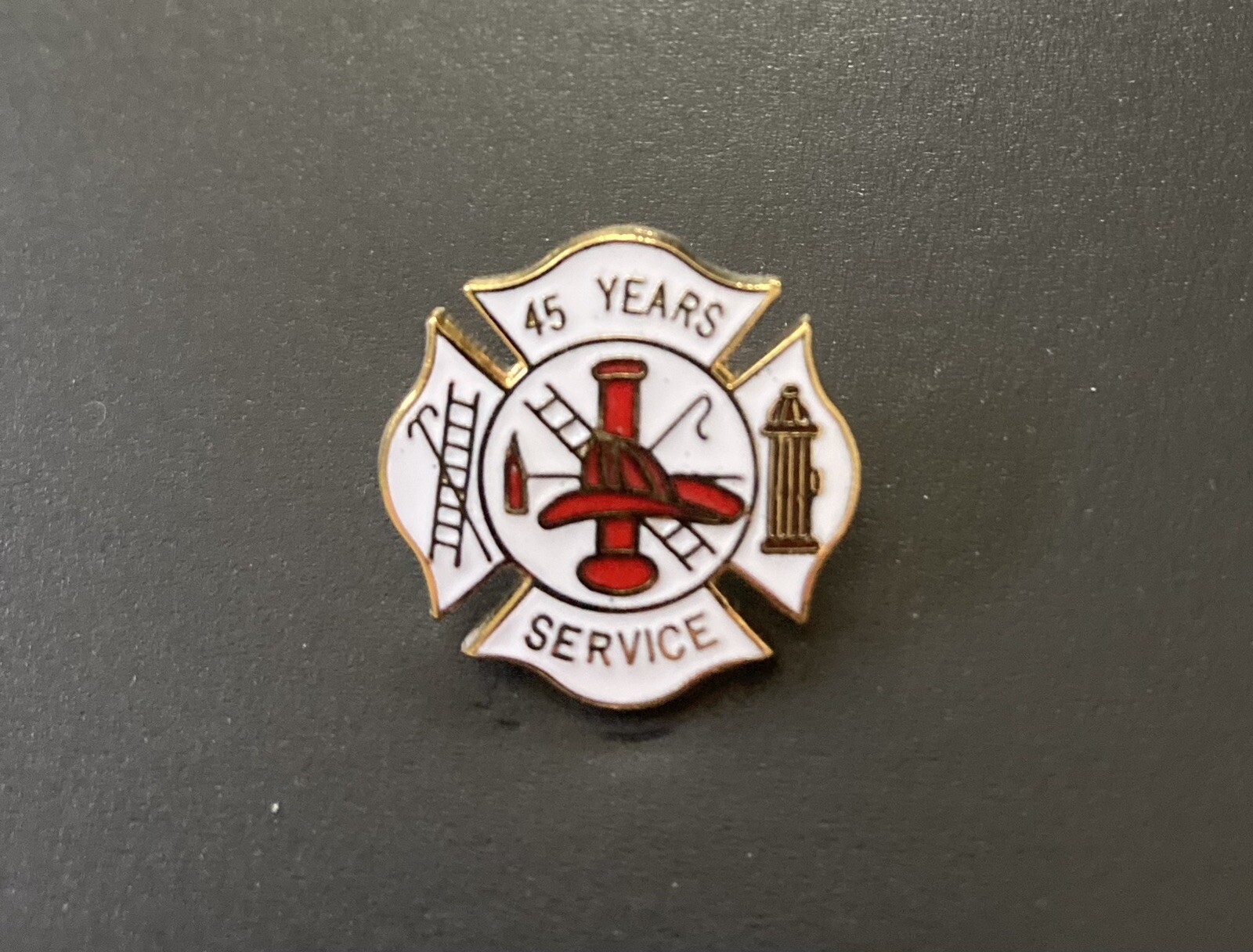 Firefighter Rescue Fire Department FD 45 Years Service Award Pin Maltese Cross