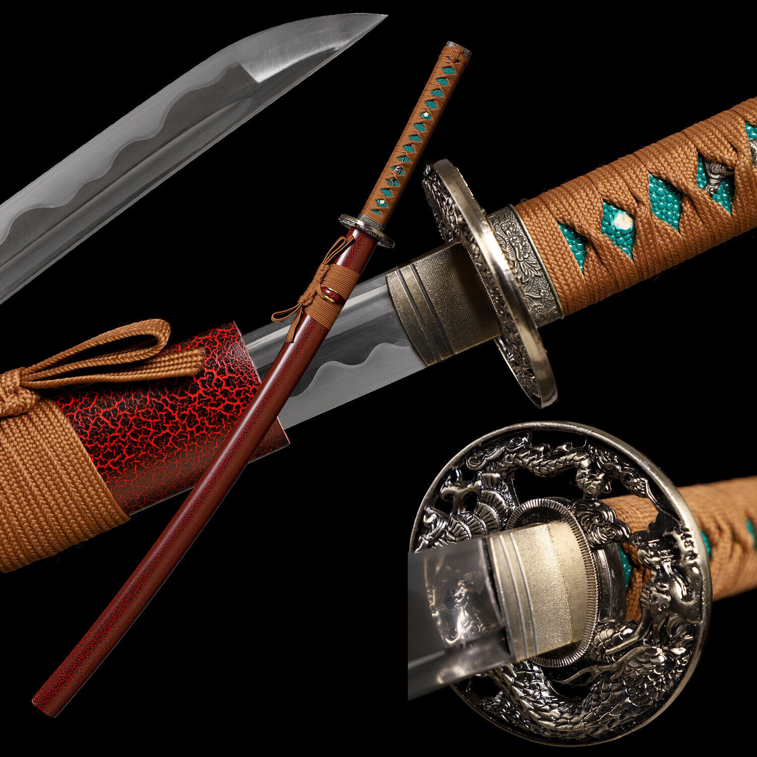 Gorgeous Red Japanese Samurai Katana Sharp Sword Nice Special Present