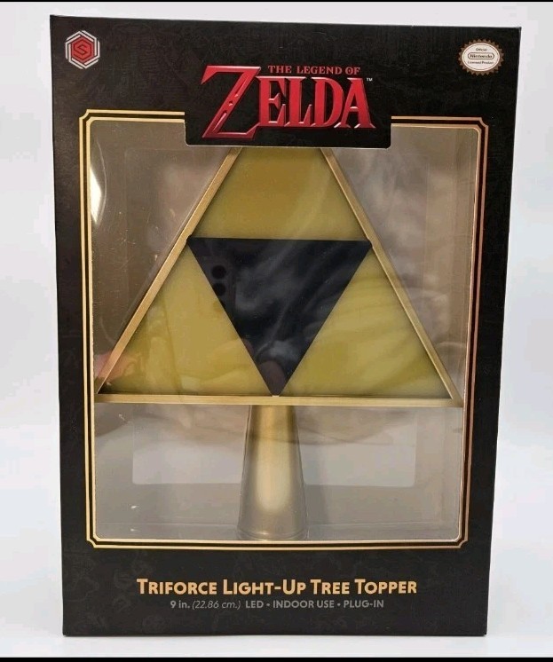 Nintendo The Legend of Zelda Triforce 9” Christmas Tree Topper Star Light Up LED