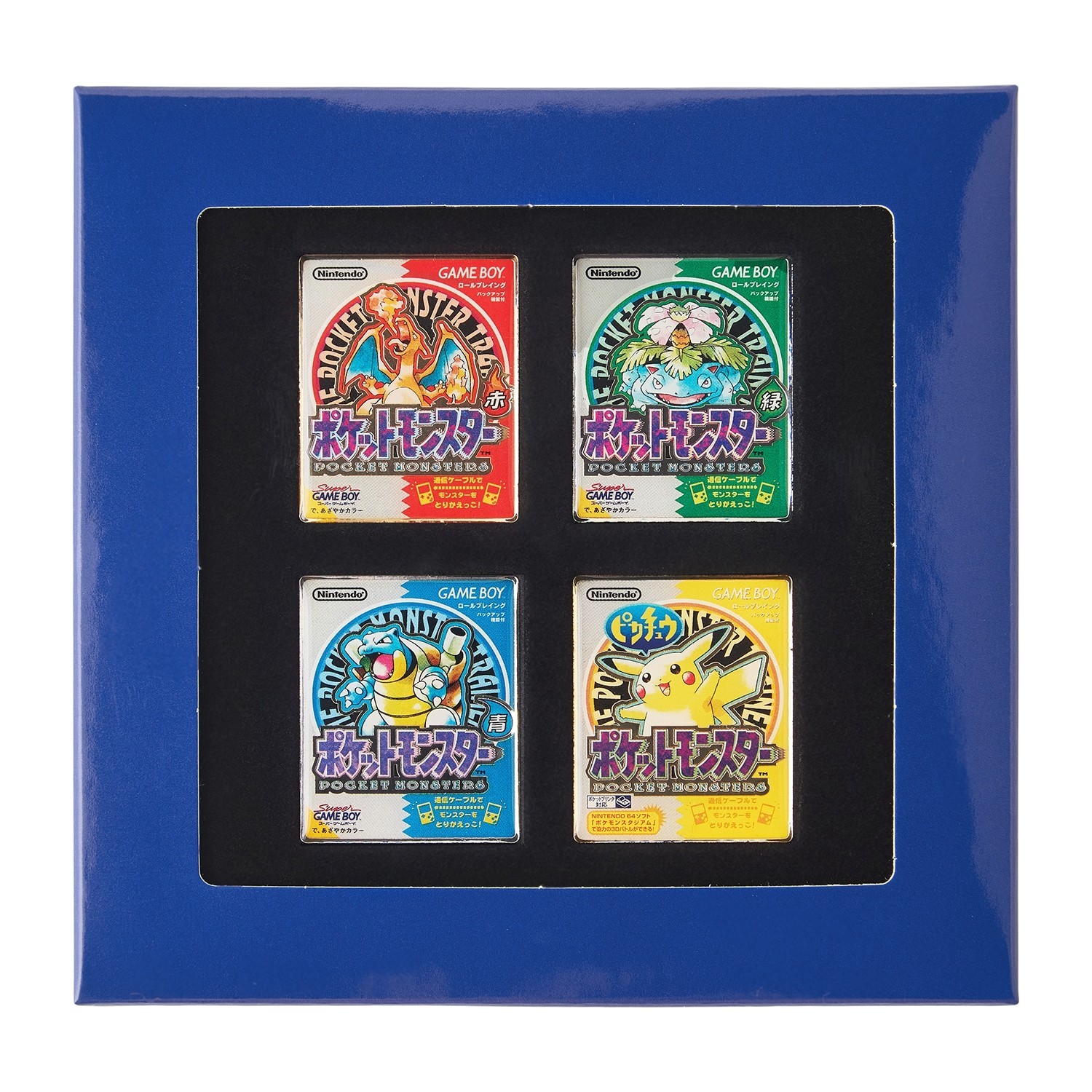 PC547 Pokemon Center Package Pins Pokemon Red Green Blue and Pikachu Game Boy JP