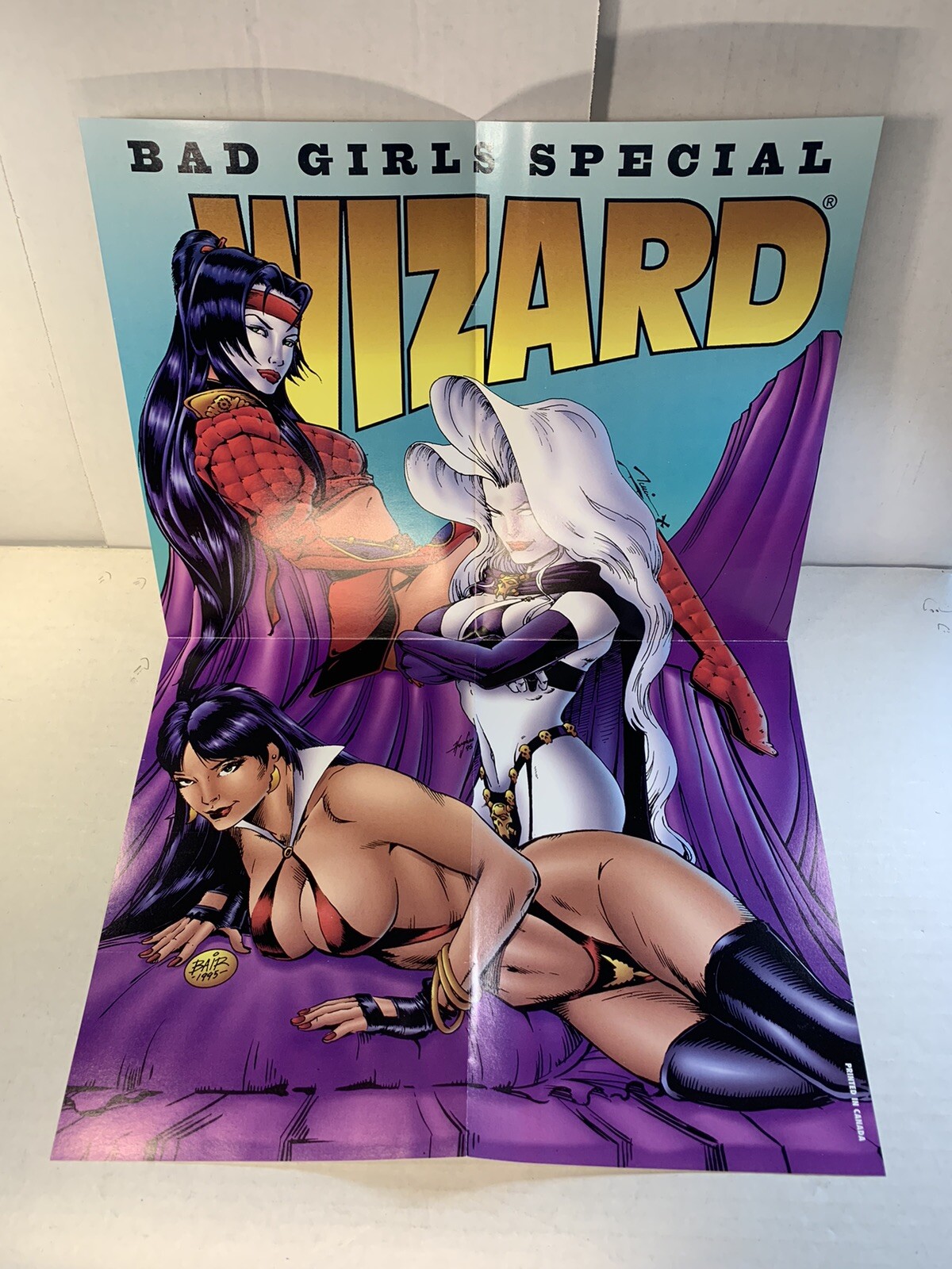 Vintage Wizard Comic Price Guide 1995 Bad Girls Store Display Poster 