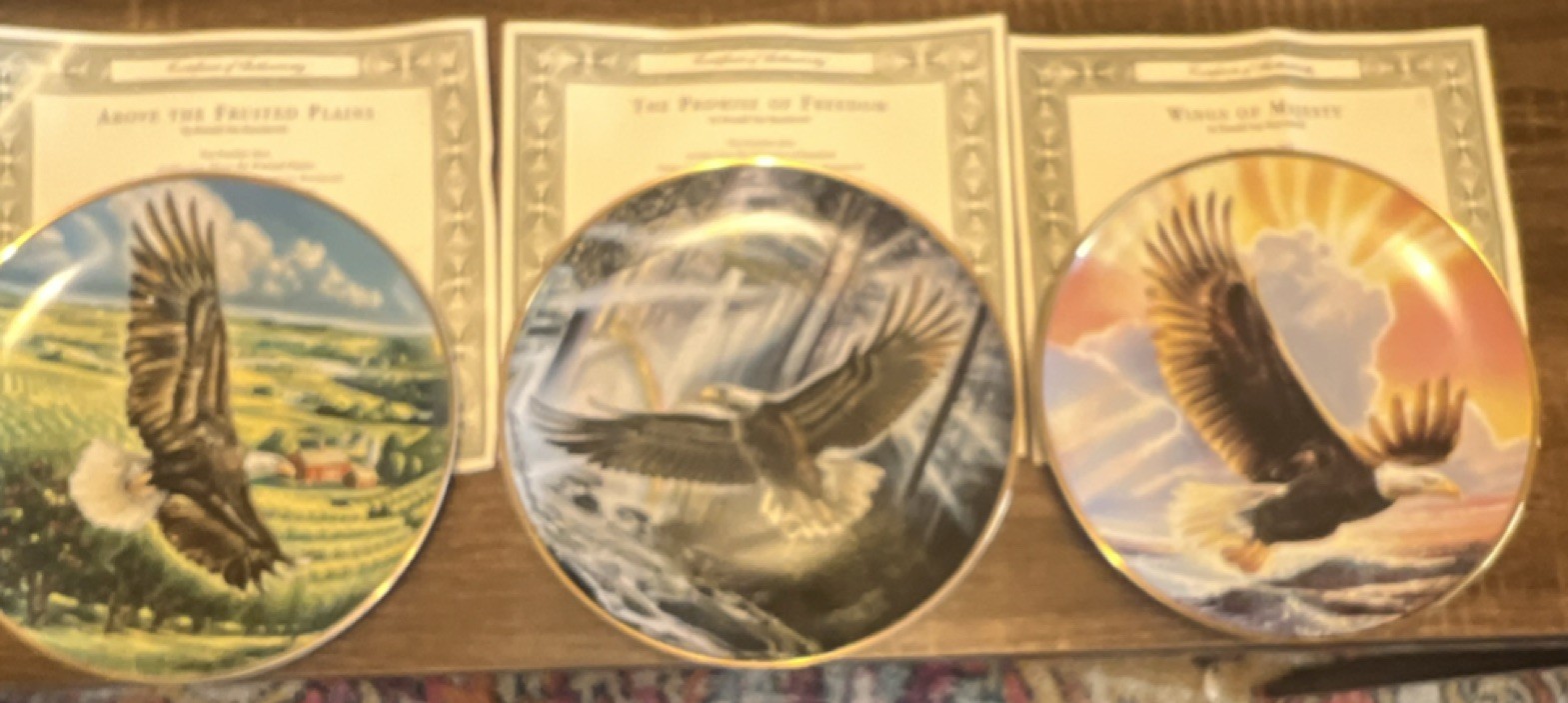 Franklin Mint Bald Eagle Porcelain Collector Plates Lot of 3 Limited Edition