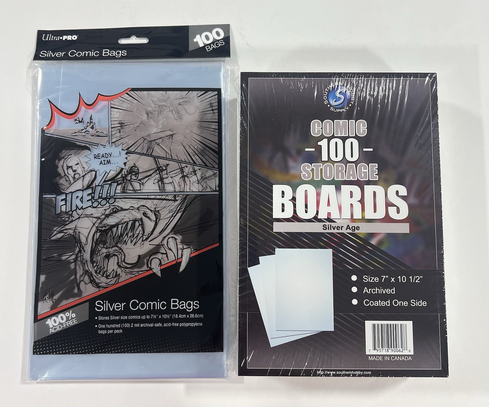 (100) Ultra Pro Silver Age Size Comic Book Bags and Acid Free Backing Boards