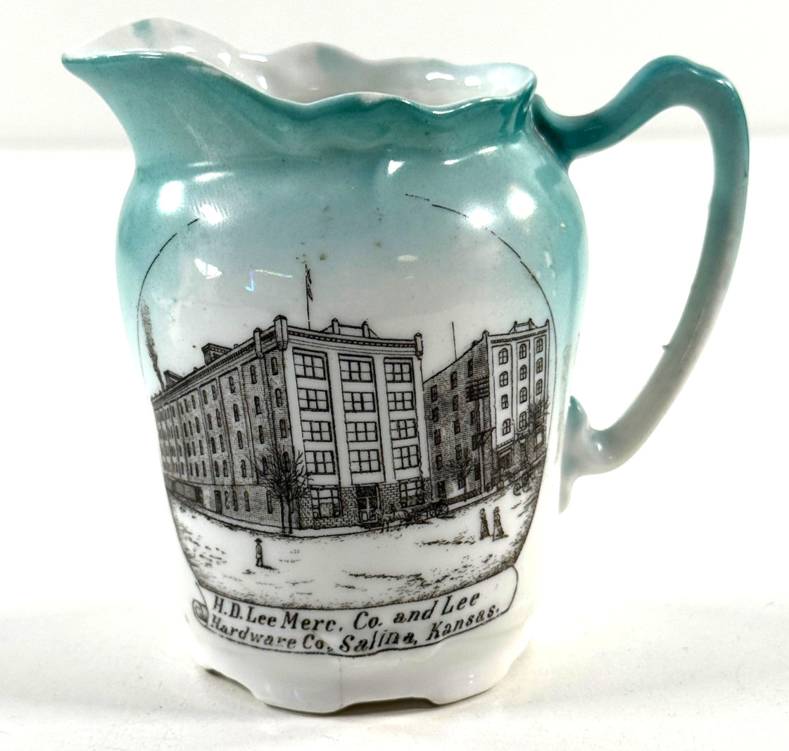 RARE H.D. Lee Mercantile Germany Porcelain Cream Pitcher BUILDING Salina KS