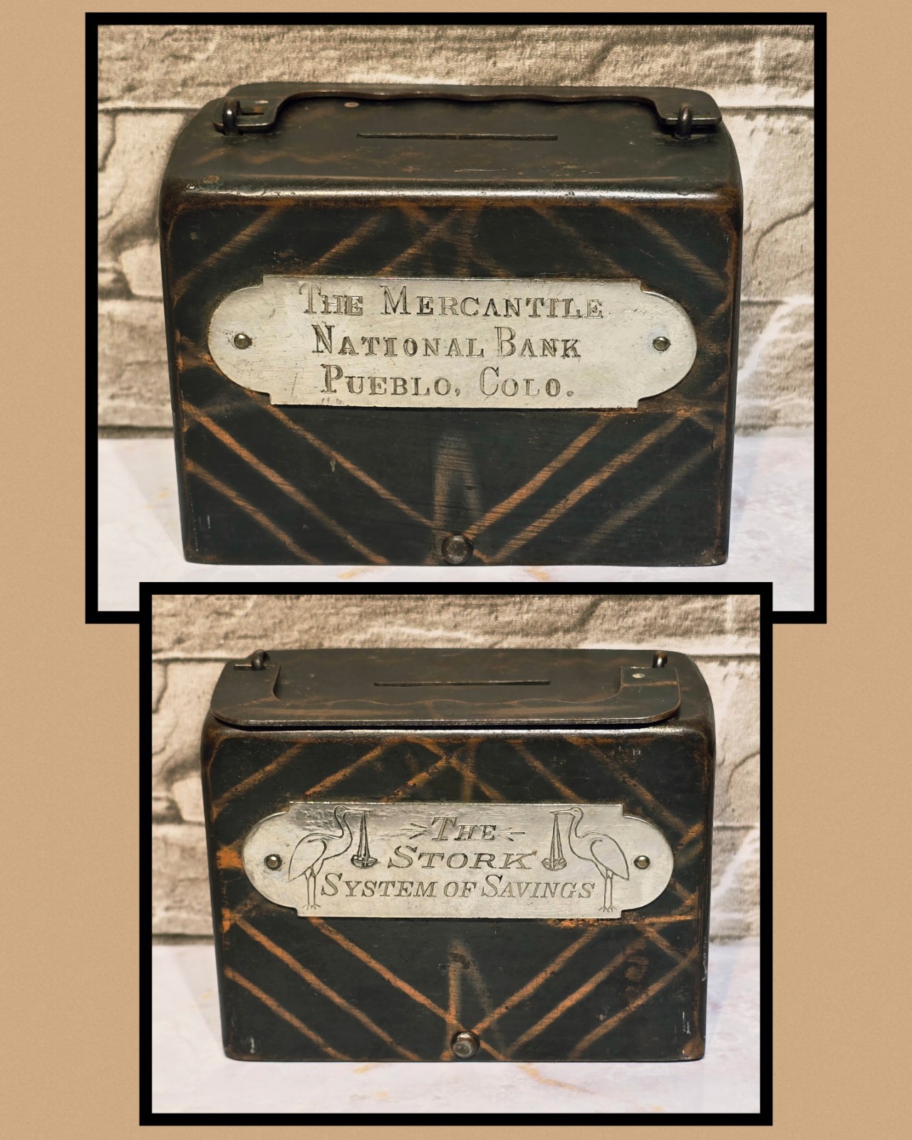 Antique Merchantile Narional Bank Pueblo, Colorado. Stork system of savings bank