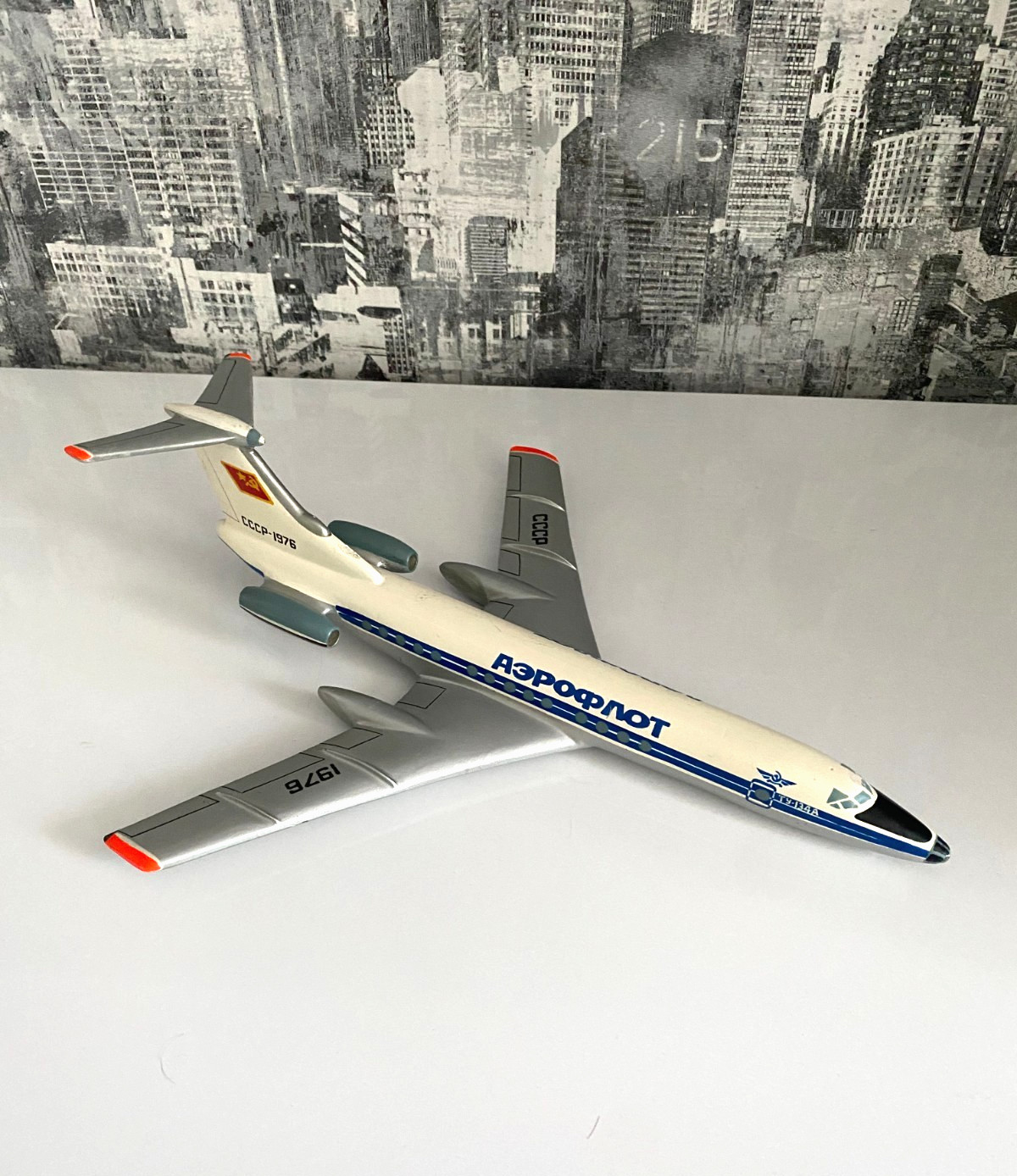 Vintage Soviet TU-134A Aeroflot Aluminum Aircraft Model  USSR 1976
