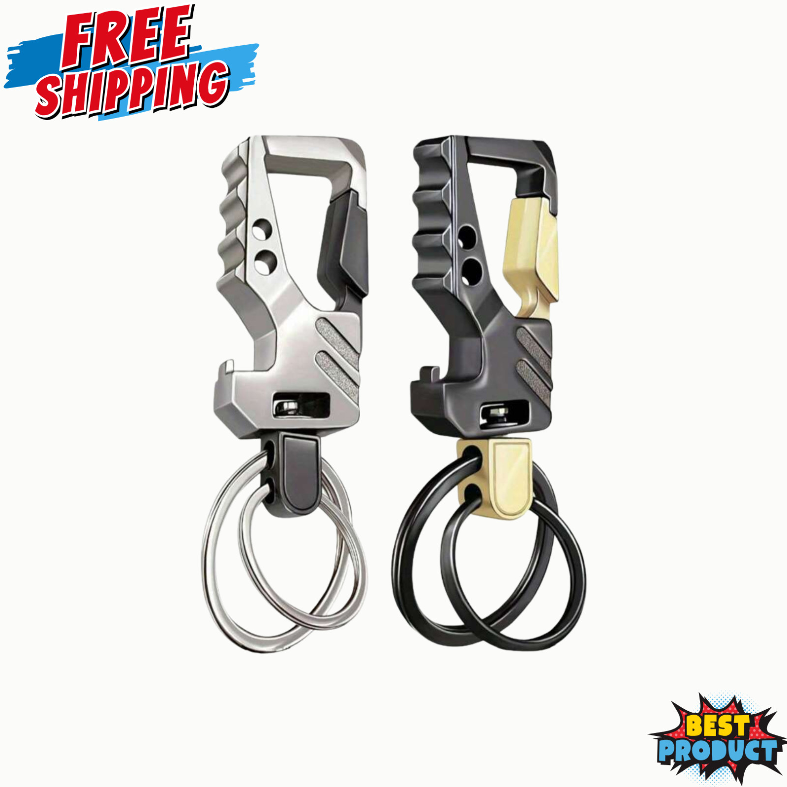 1/2x Keychain & Bottle Opener Automatic Tactical Carabinr EDC Keychain with Clip