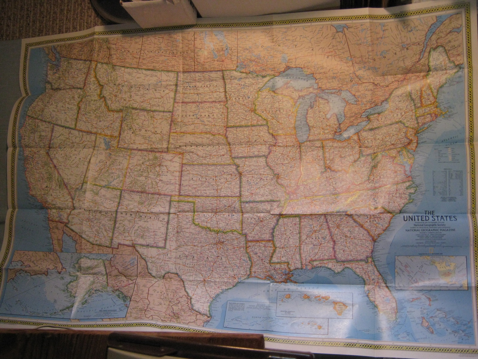 TERRITORIAL GROWTH OF THE UNITED STATES MAP National Geographic September 1987