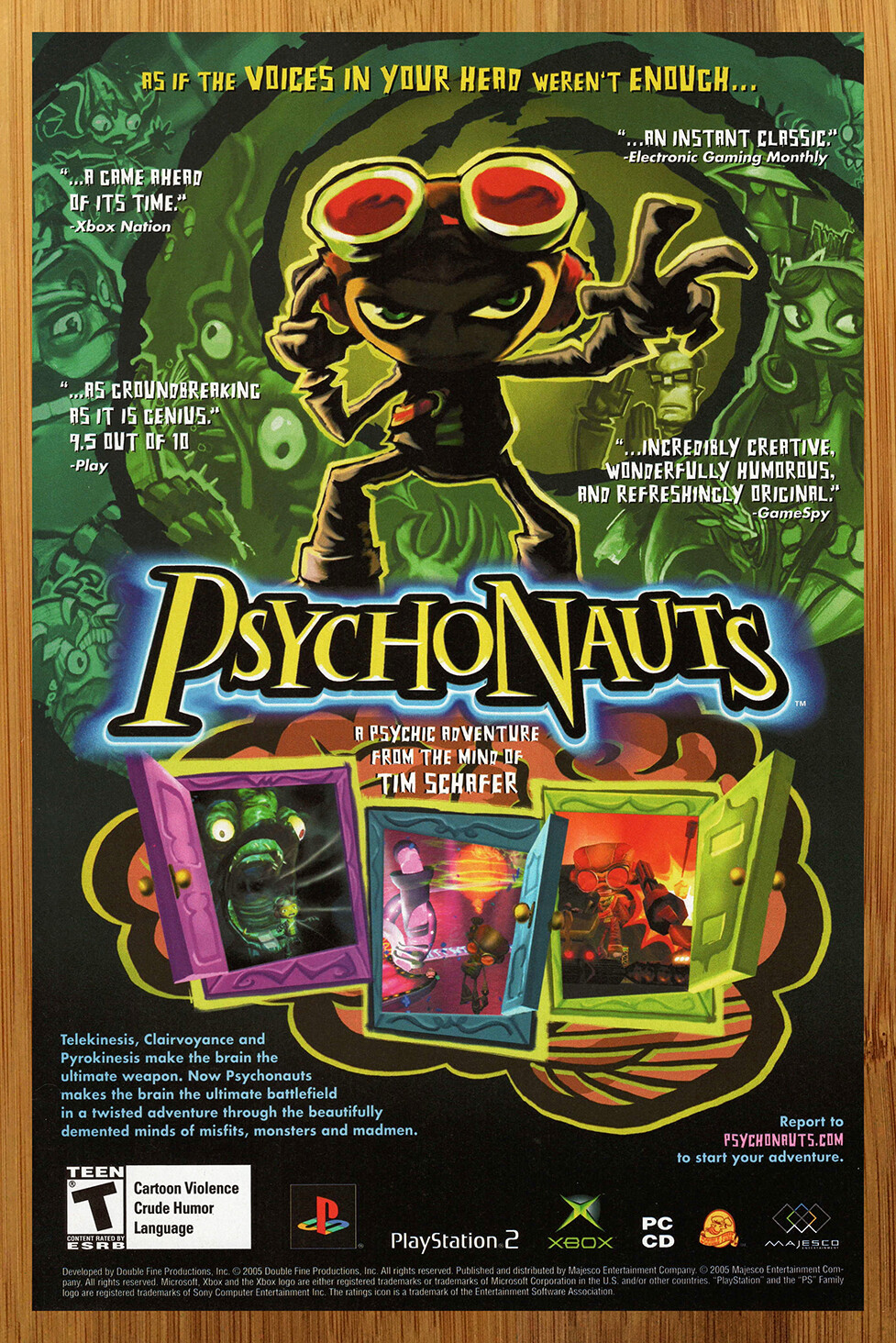 2005 Psychonauts PS2 Xbox PC Vintage Print Ad/Poster Authentic Official Game Art
