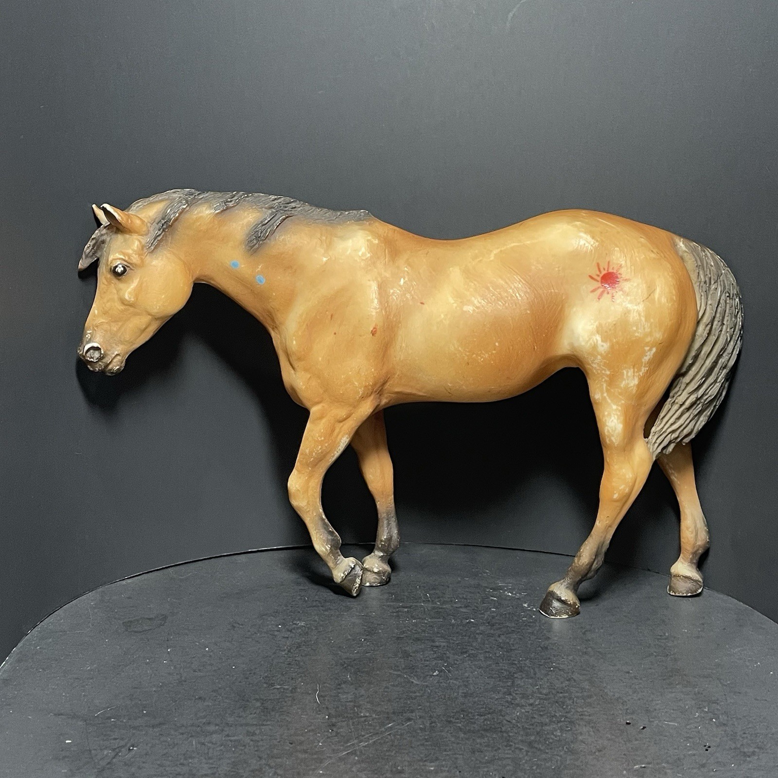 Rare Old Breyers Molded Horse Vintage Native American Red Sun + Blue Dots
