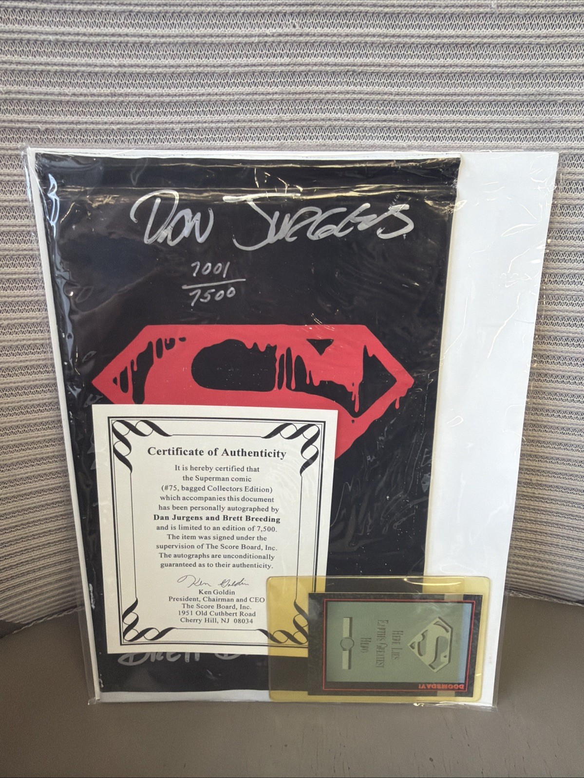 SUPERMAN  #75  SEALED SIGNED DAN JURGENS BRETT BREEDING 7001/7500  WITH CARD WOW