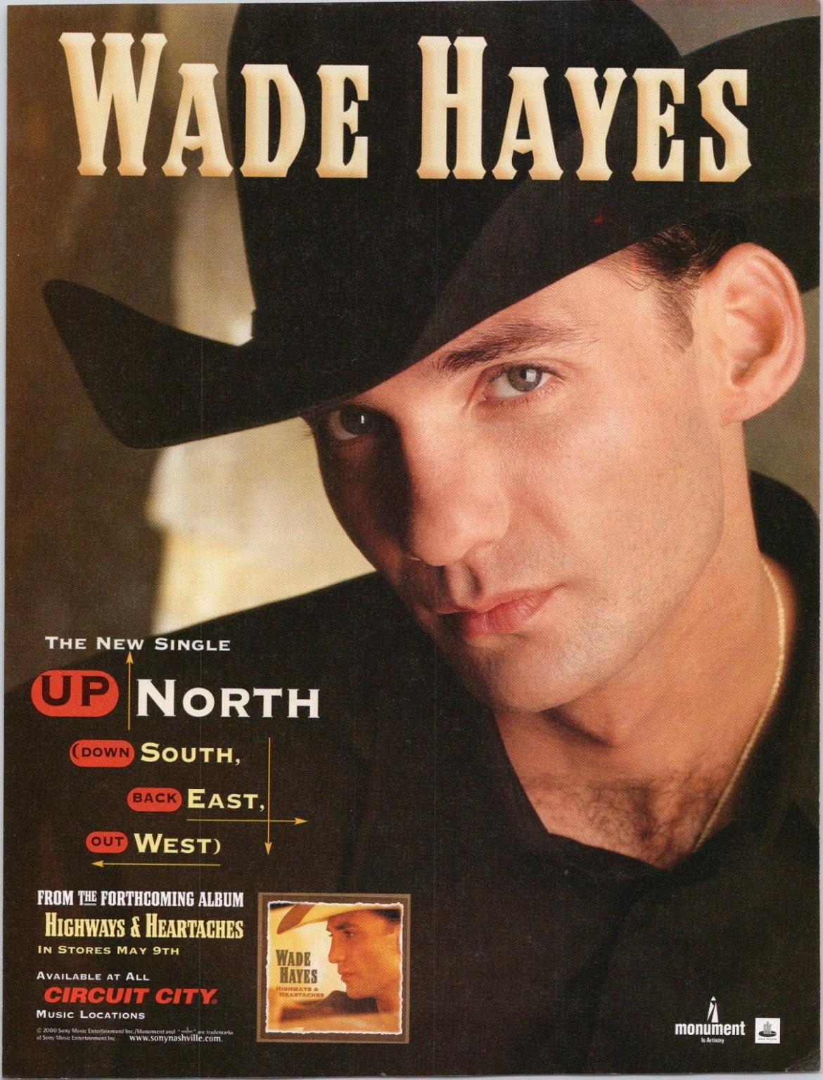 Wade Hayes 2000 Country Music Print Ad Up North Highways & Heartaches