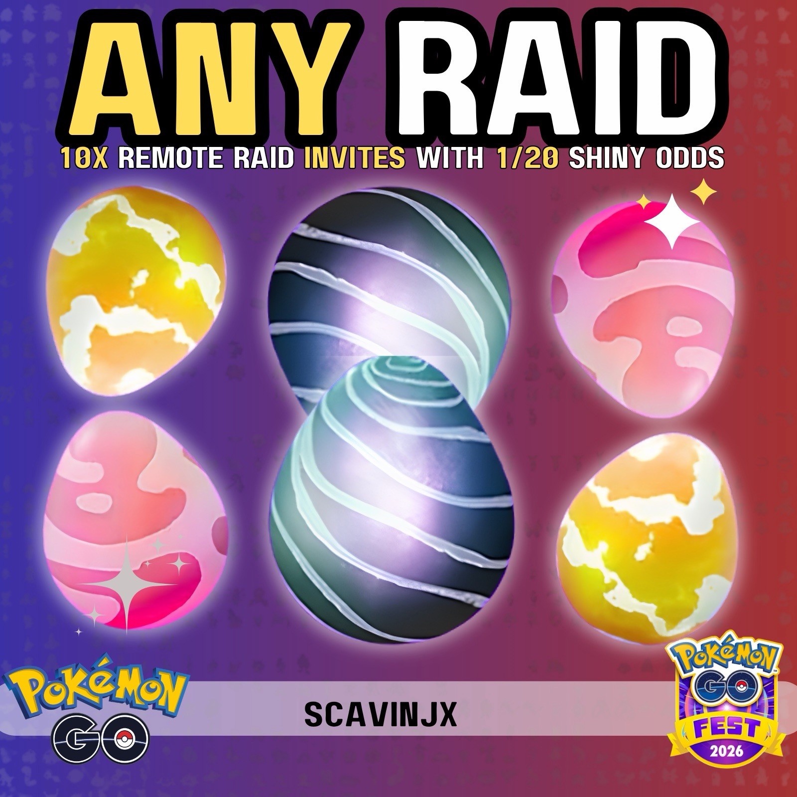 10x ANY Remote Raid Invites – Pokémon Go  - Fast Delivery🚀