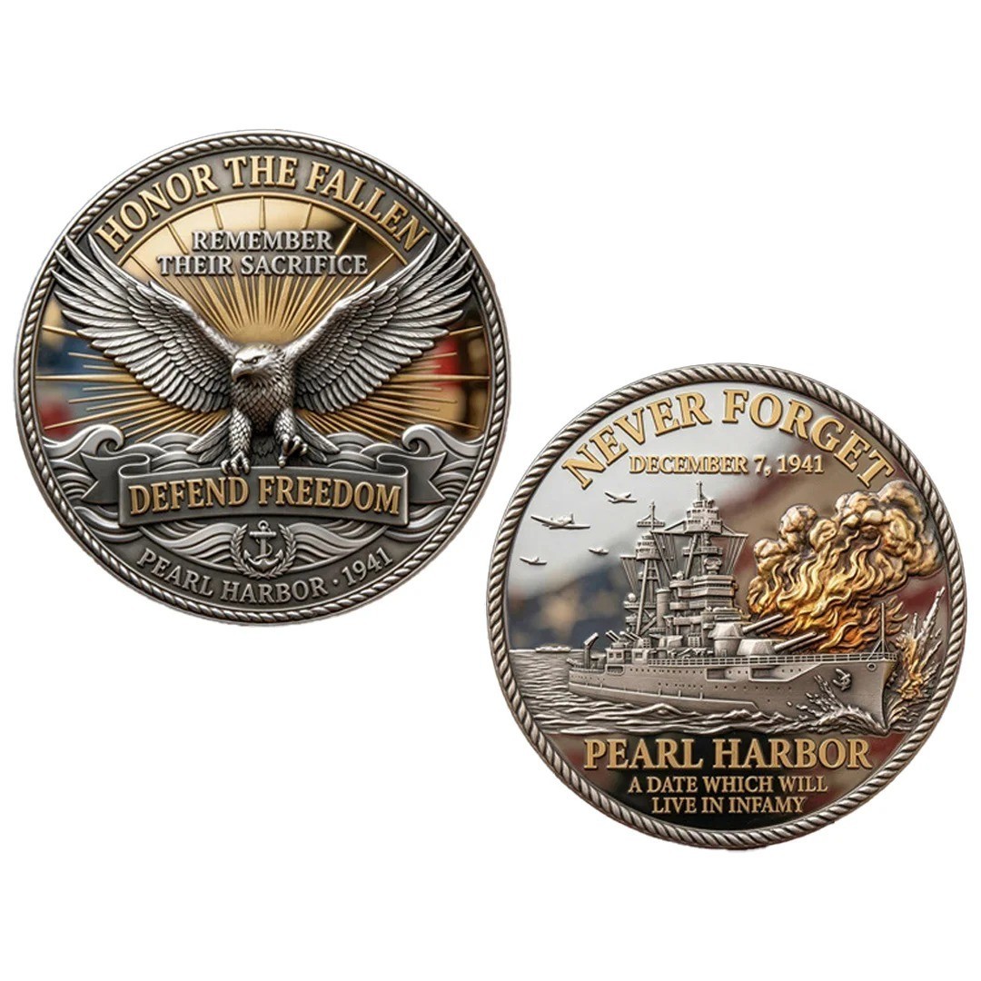 Pearl Harbor Memorial Challenge Coin Never Forget 1941 Honor Fallen Freedom