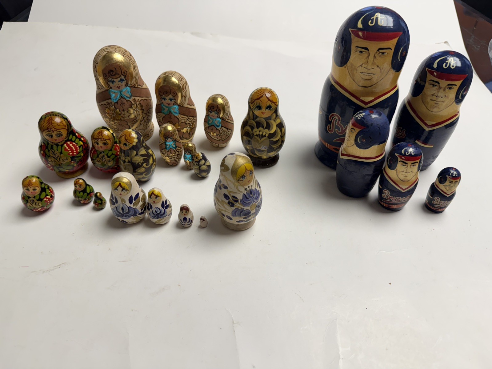 Vintage Matryoshka Nesting Dolls Mixed Lot Hand Painted Russian Braves