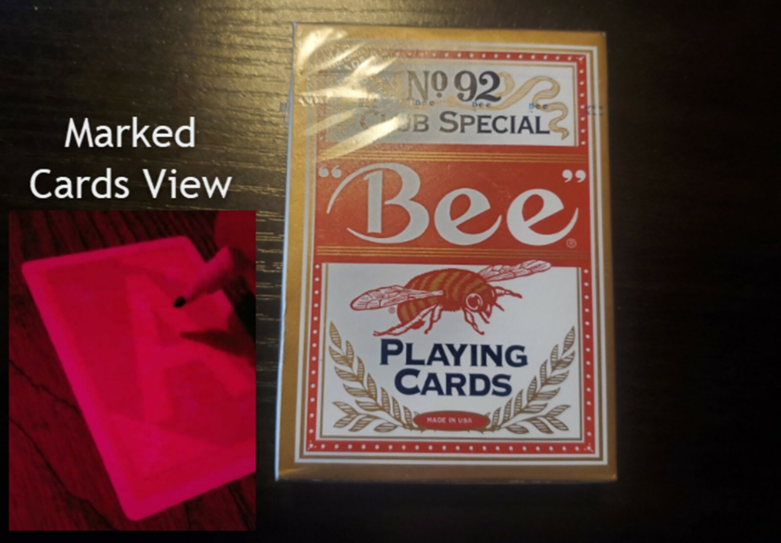 Infrared Marked BEE cards RED/BLUE Numbers and suite Luminous Ink Poker - magic