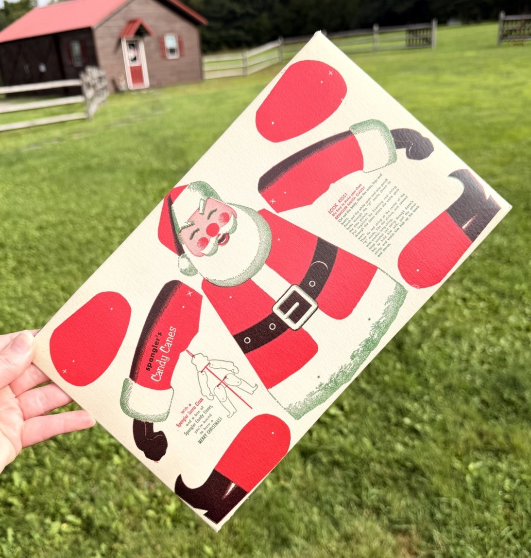 RARE Vintage SPANGLER\'S Candy Canes Christmas Box w/ SANTA CUT OUT Complete