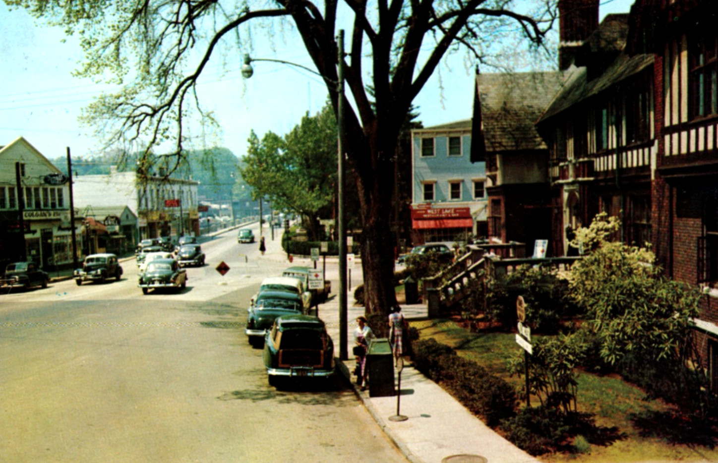 Westport CT State Street Postcard Vintage