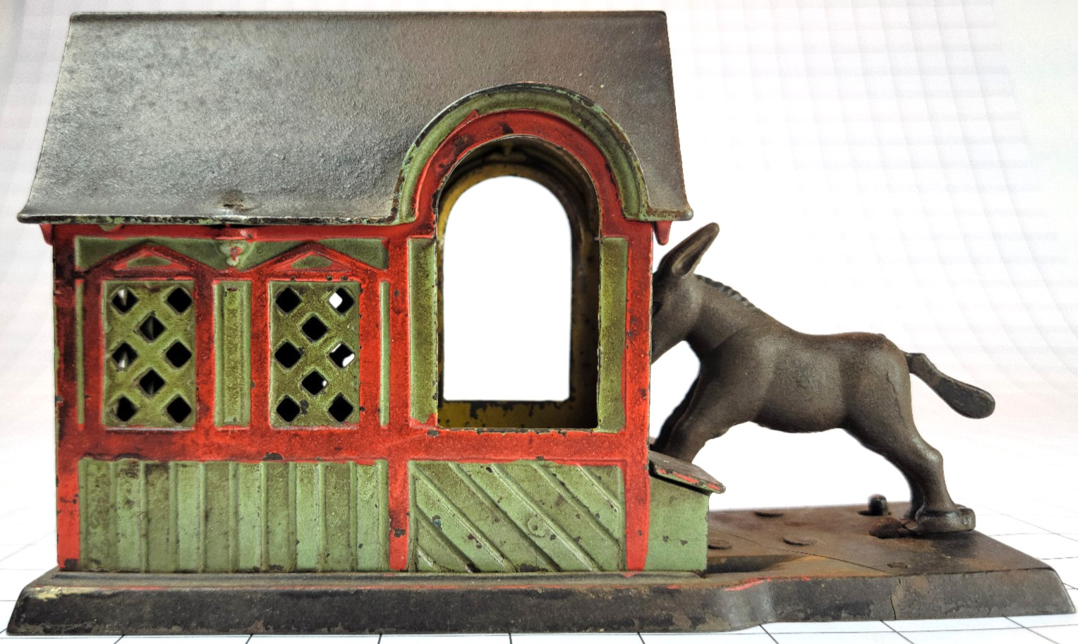 Antique 1880 J&E Stevens Mule Entering Barn Mechanical Bank Original Paint