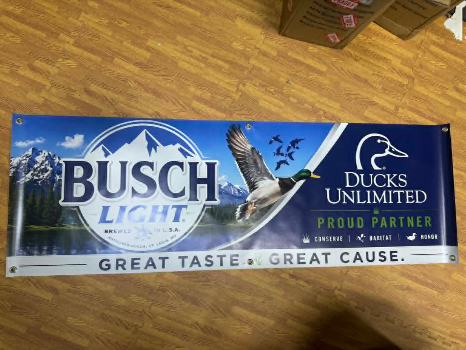 Busch Light Ducks Unlimited Banner 60x20 Hunting Beer Banner Rare Mancavedecor
