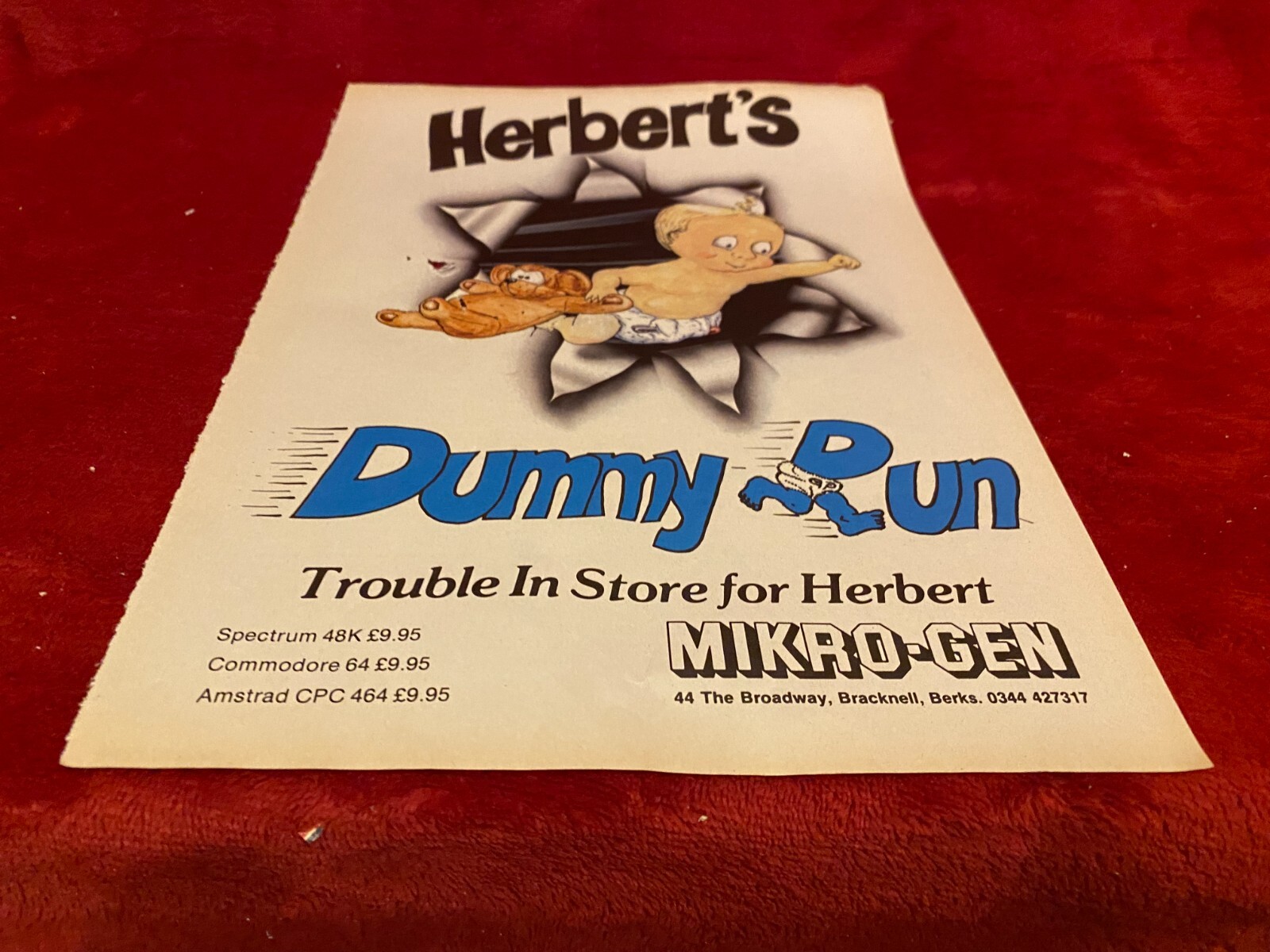 GAME19 COMPUTER GAMES ADVERT 11X8 HERBERTS'S DUMMY RUN SPECTRUM AMSTRAD CPC
