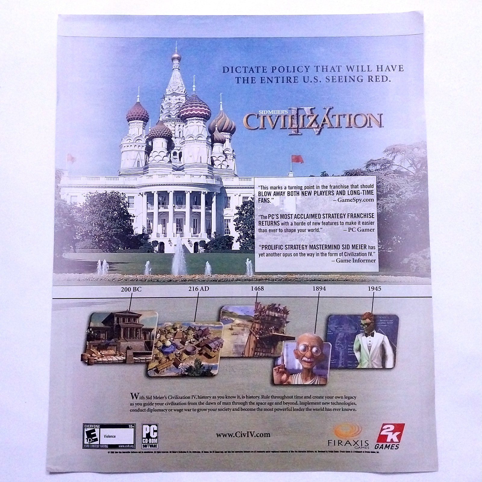 2005 Civilization 4 PC Game Promo Print Ad Magazine Page Use as Mini Poster Art