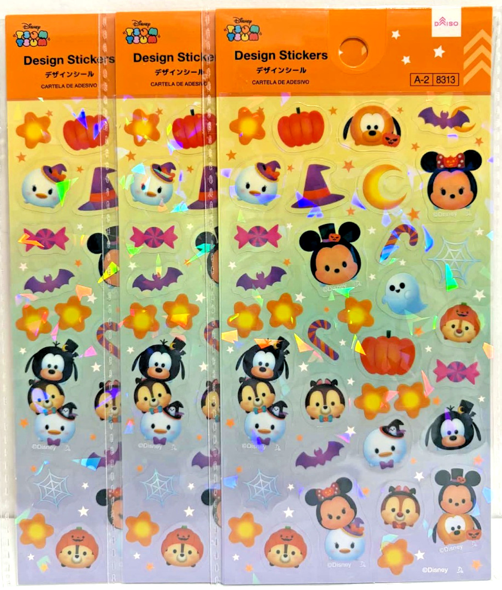 3 DAISO JAPAN Disney Tsum Tsum Character Halloween Design Stickers Mickey Minnie