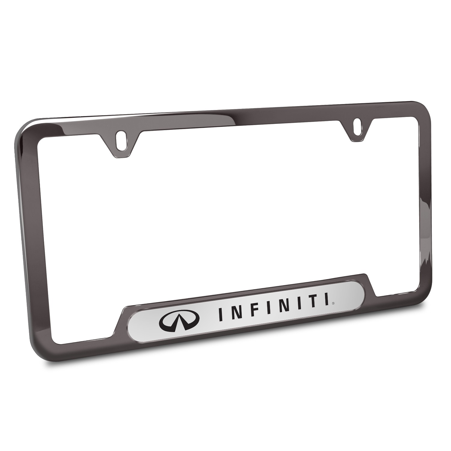Infiniti 3D Silver Insert Gunmetal 50 States Stainless Steel License Frame