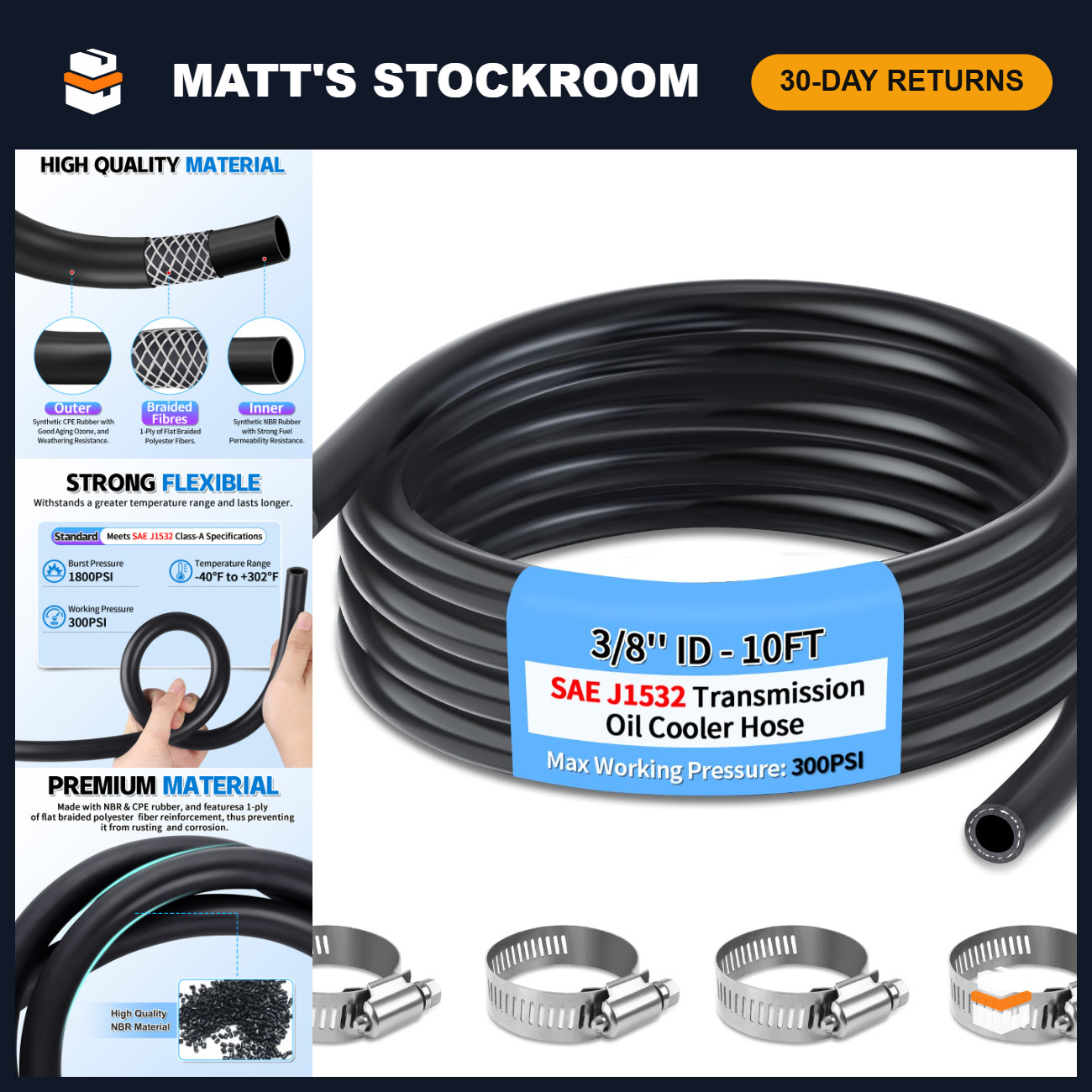 3/8 ID Transmission Oil Cooler Hose, 10FT Transmission Cooler Line for Power Ste