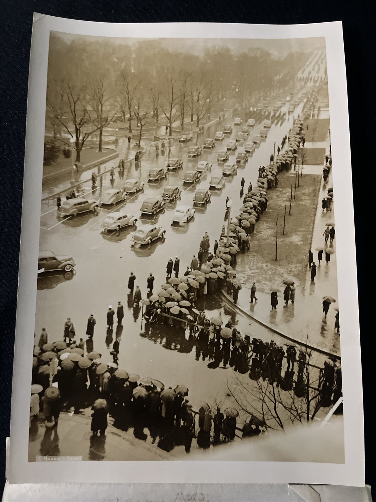 1937 Rain soaked inaugural parade for FDR Roosevelt Second Cars Wet Type 1 Photo