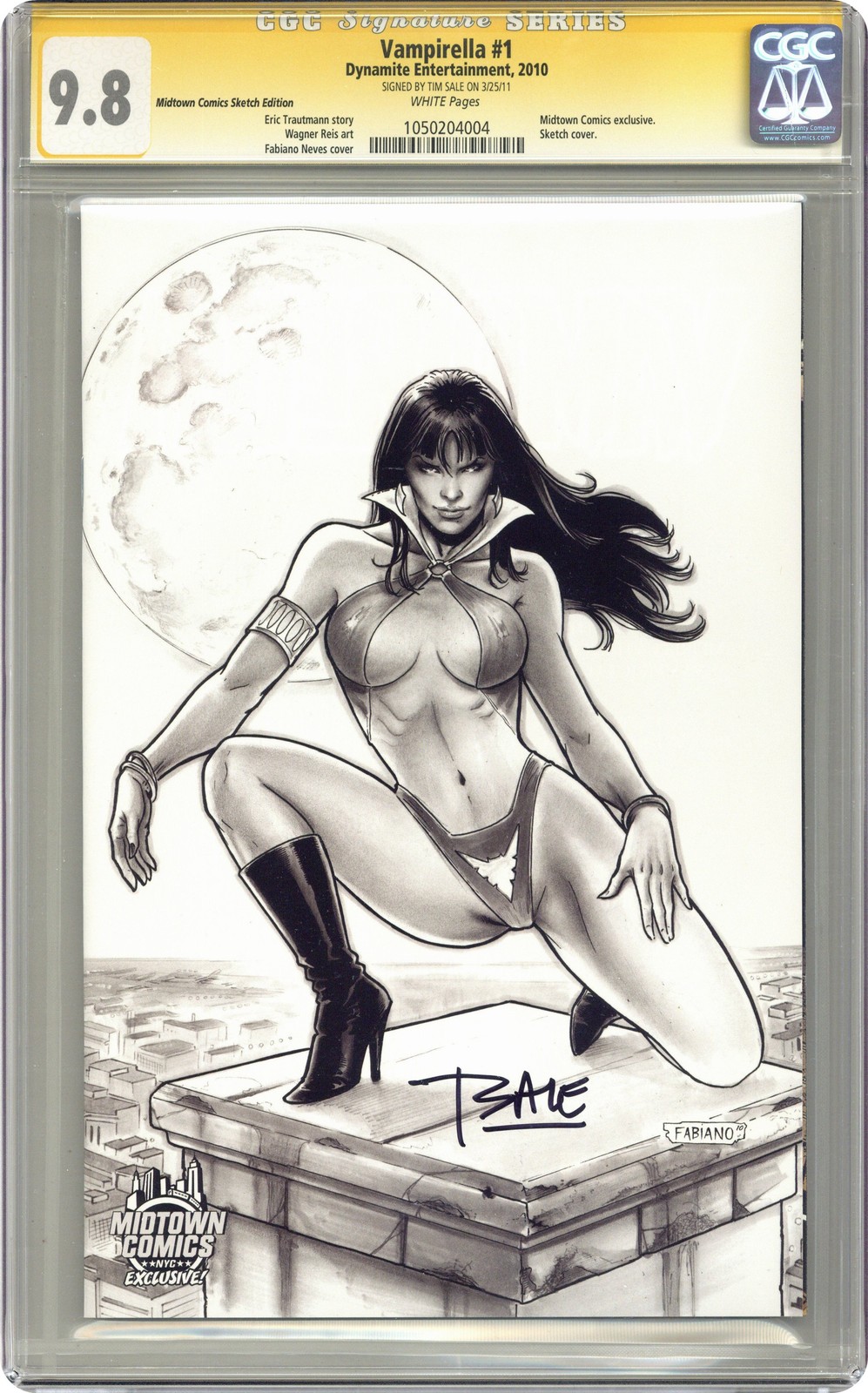 Vampirella #1 Neves DF Midtown B&W Virgin COA Included CGC 9.8 SS Sale 2010