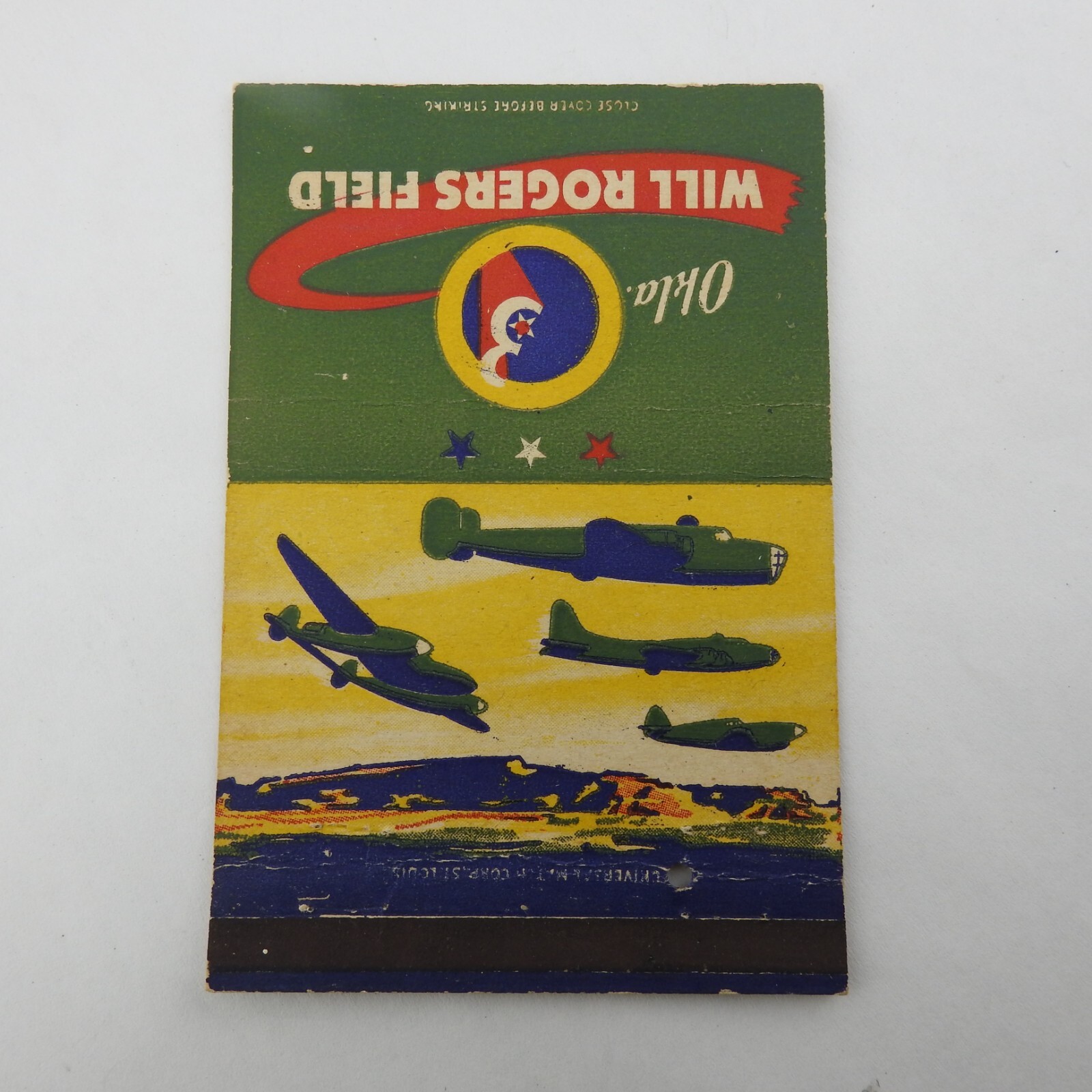 Vintage 1940\'s Military Matchbook Cover Will Rogers Field OK