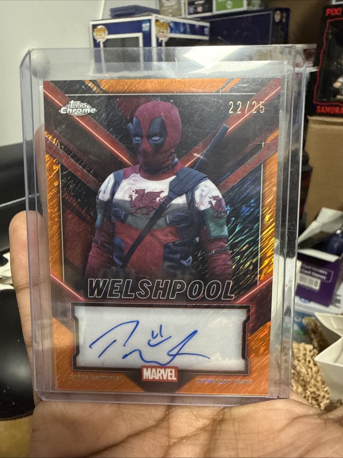 2025 Topps Chrome Deadpool WELSHPOOL Orange Shimmer Auto 22/25 - Paul Mullin