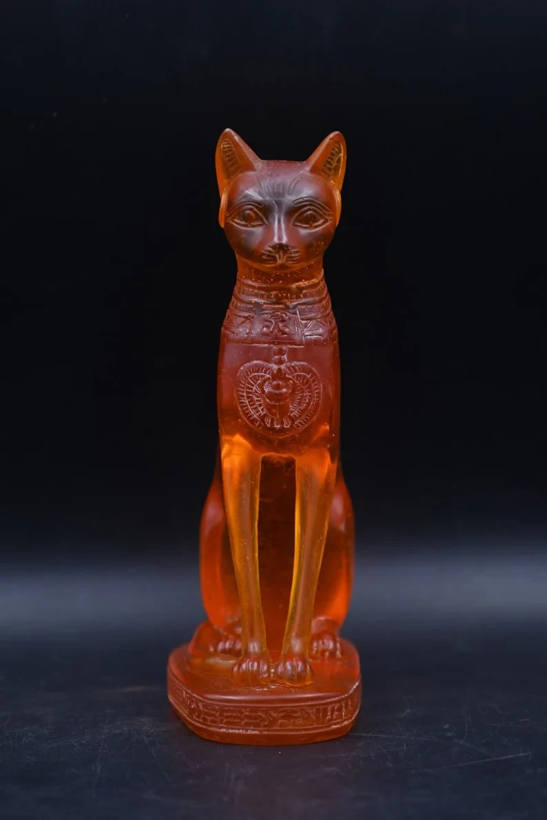 RARE ANCIENT EGYPTIAN ANTIQUE Statue Goddess Bastet Cat for Amber Stone Egypt BC