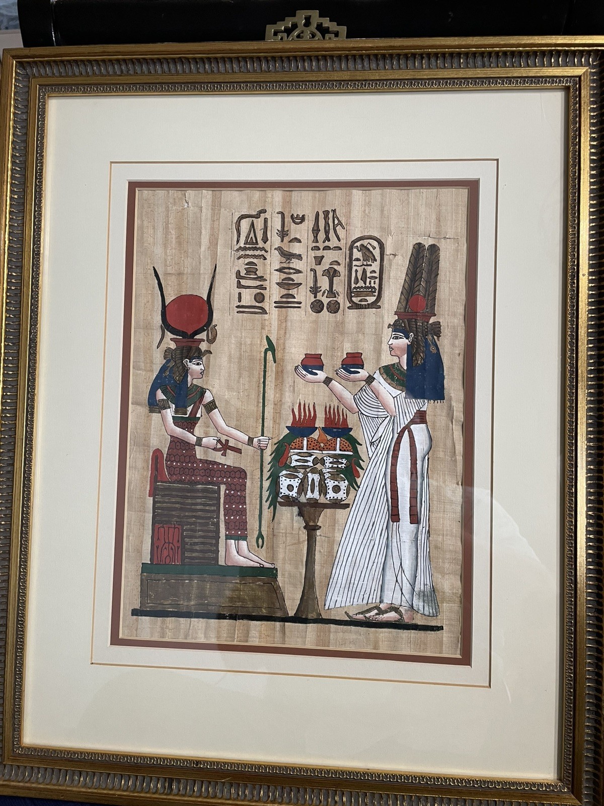 Authentic Hand Painted Ancient Egyptian Papyrus,  Replica From Temple walls