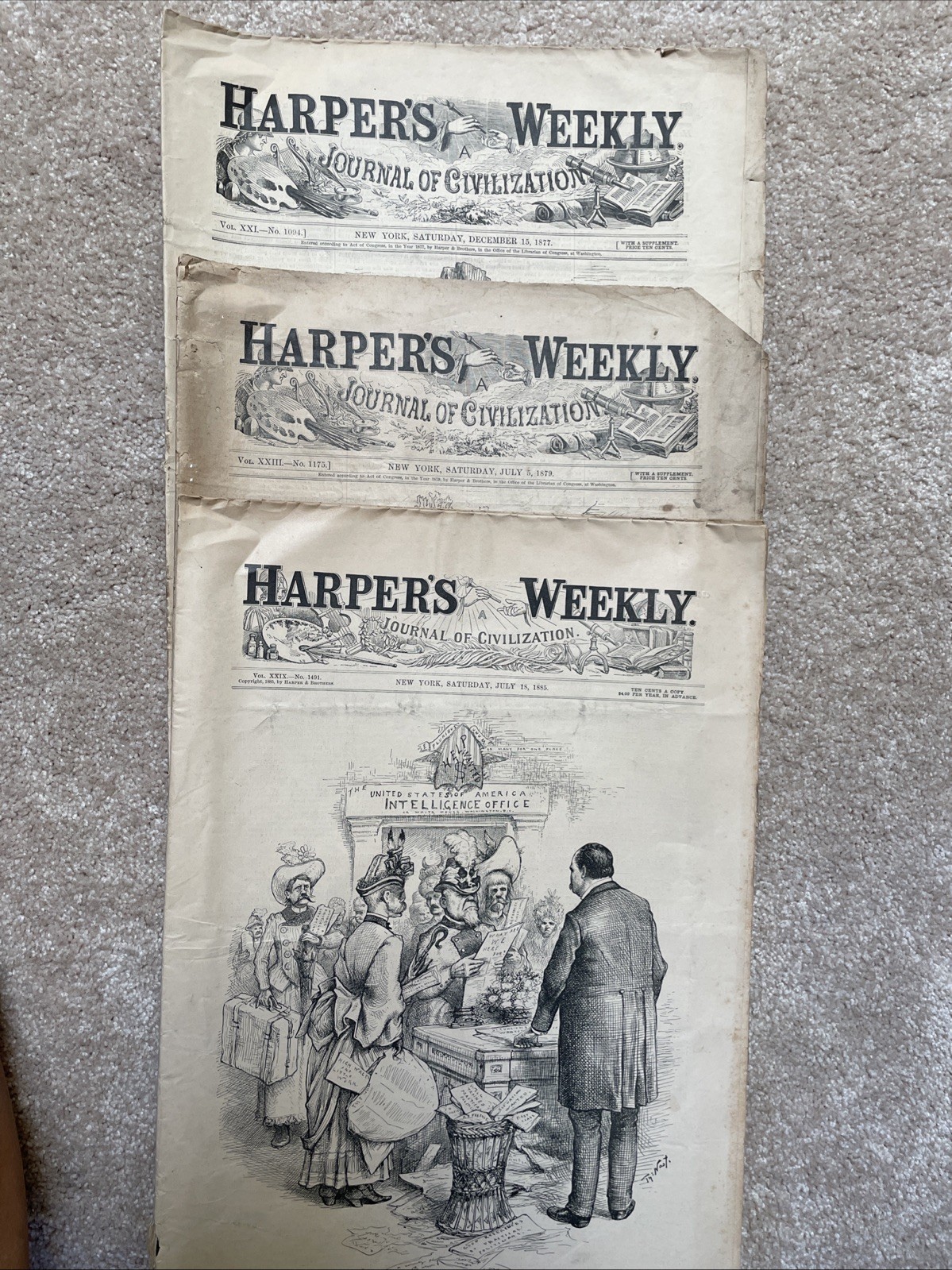 3 Harper’s Weekly Journal Of Civilization: 1 From 1877, 1879, And 1885