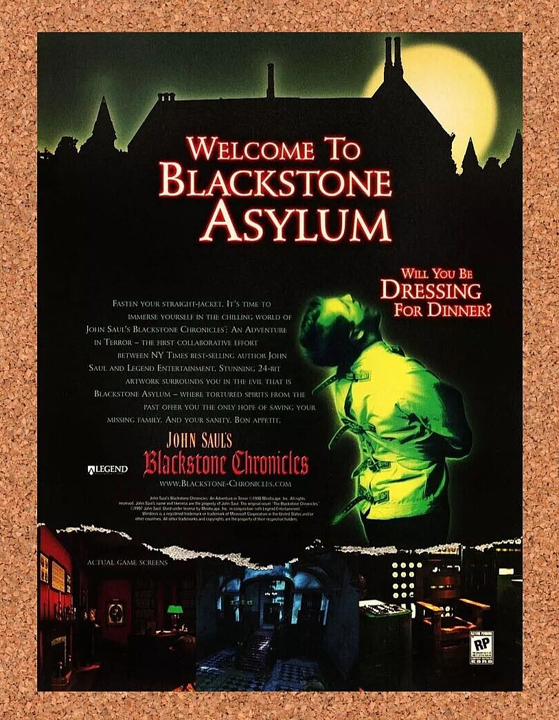Blackstone Chronicles PC Original 1999 Ad Authentic Survival Horror Game Promo