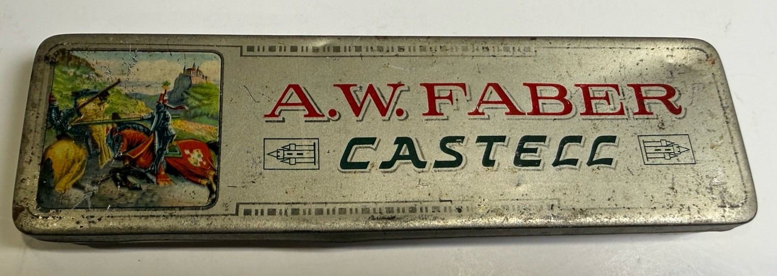 Vintage Metal Pencil Case AW Faber Castell Tin With Vintage Pencils Lot 1900s
